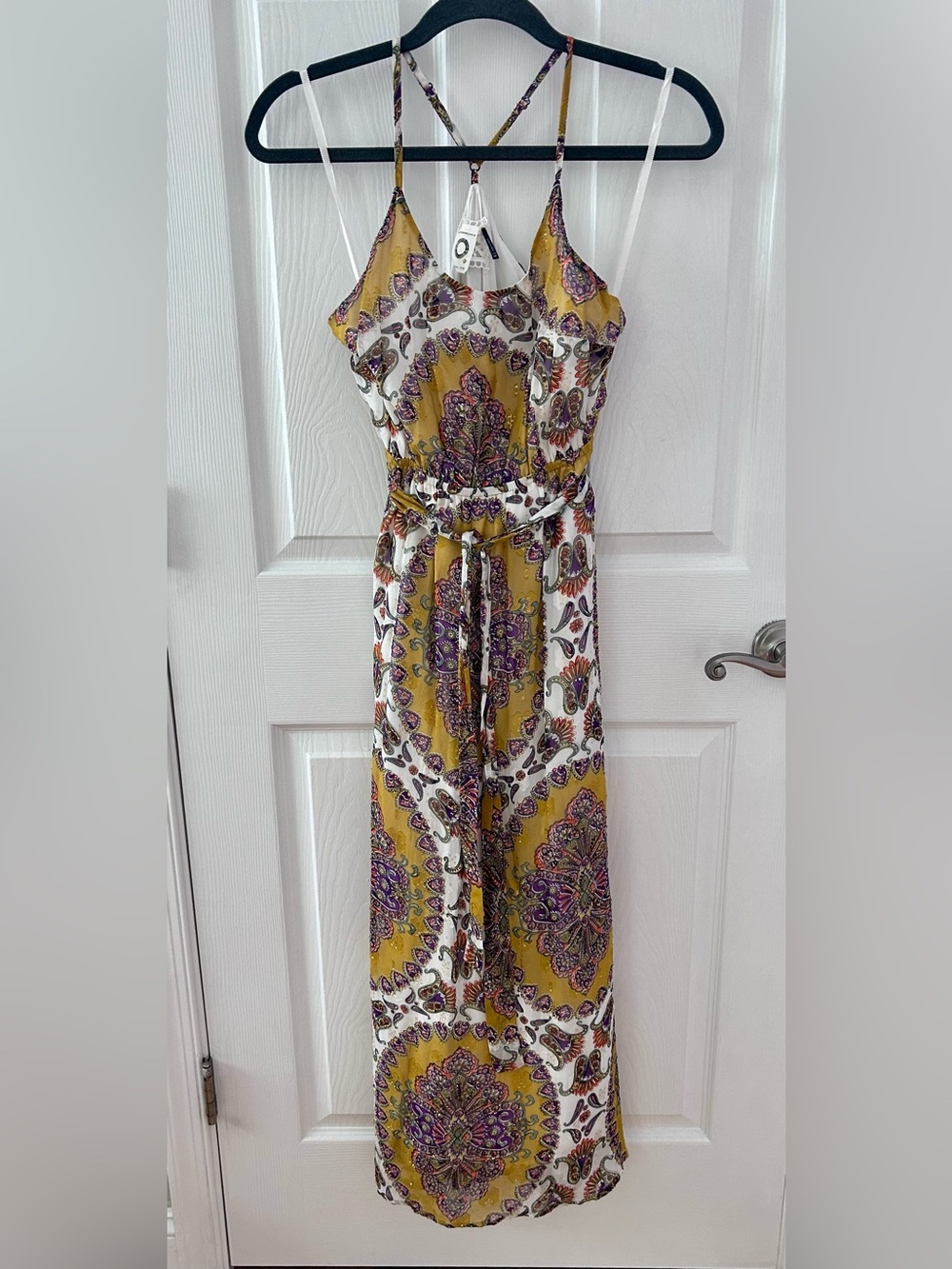 Anthropologie Akemi + Kin | Boho Maxi Dress w/ Metallic Threads & Tie Waist
